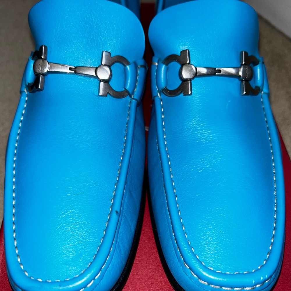 Men's Blue Leather Loafers